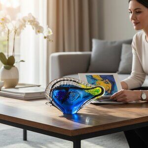 Hand-Blown Murano-Style Tang Fish Sculpture